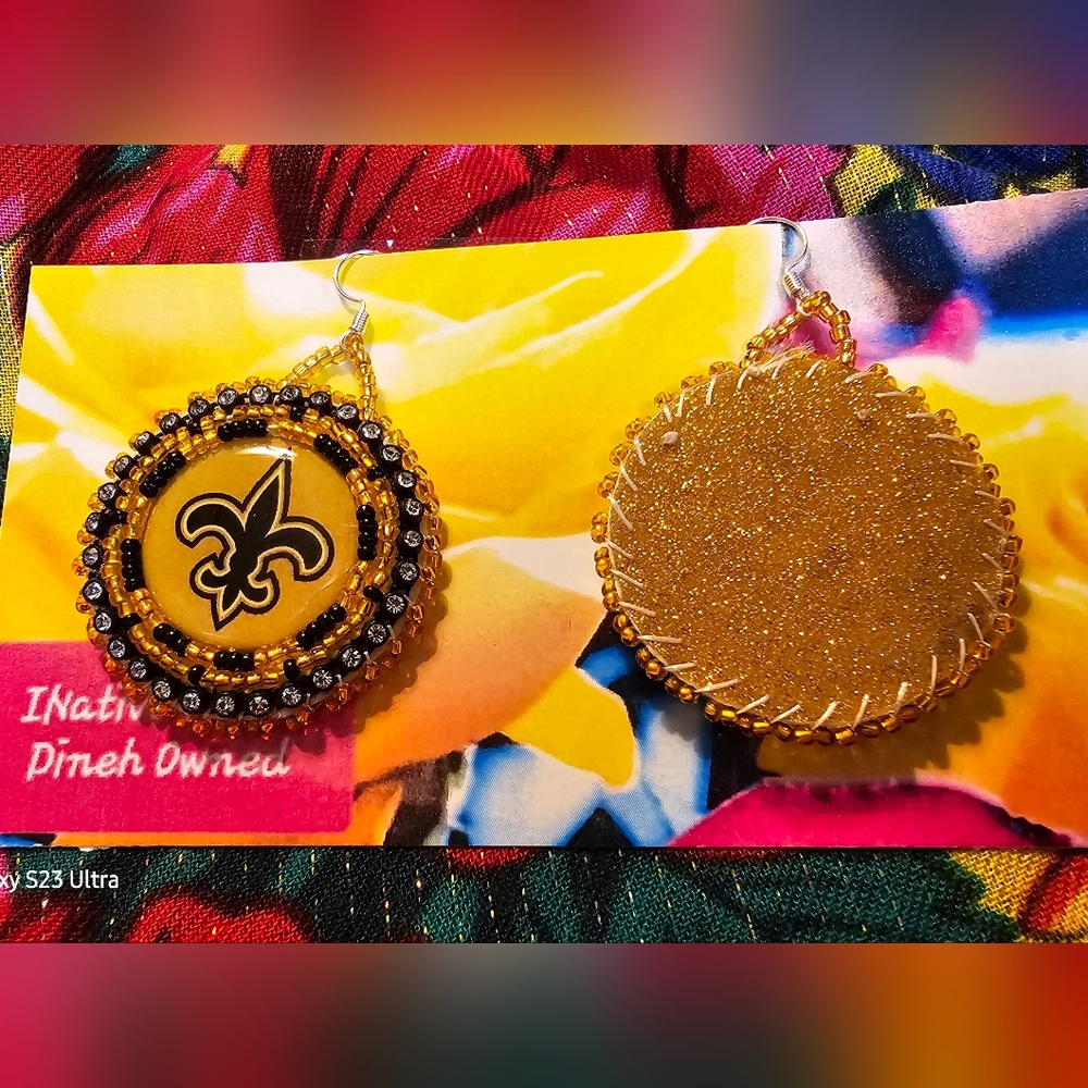 Native American Beaded Powwow Earrings. Team Earrings. - Picture 2 of 2
